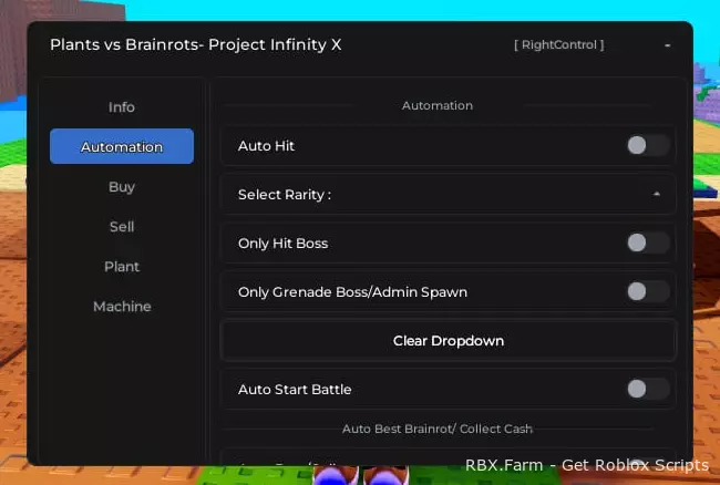 Plants Vs Brainrots Script Infinity X: Auto Hit, Auto Farm, Auto Sell