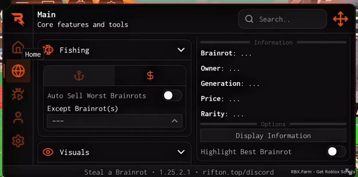 Steal A Brainrot Script Rift Hub - Instant Steal, Auto Fish, Anti Hit, Brainrot Spawner