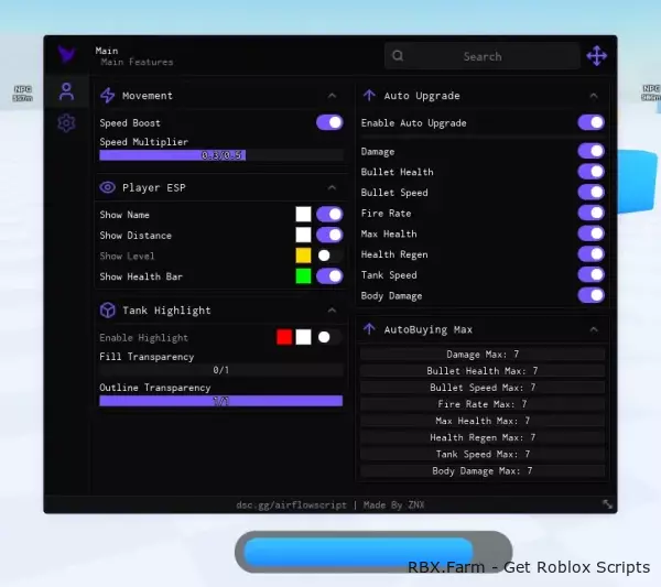 Tank Game SCRIPT AirFlow GUI