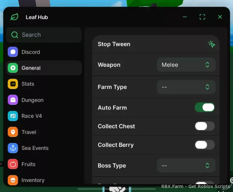 Leaf Hub – Blox Fruit Script (Auto Fruit System, Auto Farm)