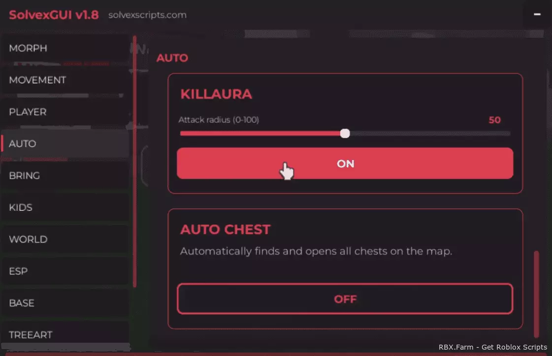 Solvex GUI Script 99 Nights Roblox - Kill Aura, Auto Chest